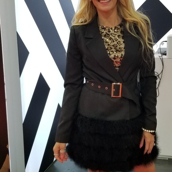 Feather Trimmed Blazer Dress - Picture 5 of 5